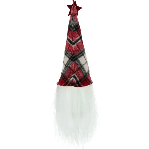 Hot 9" LED Lighted Red Plaid Gnome Christmas Ornament Gnomes