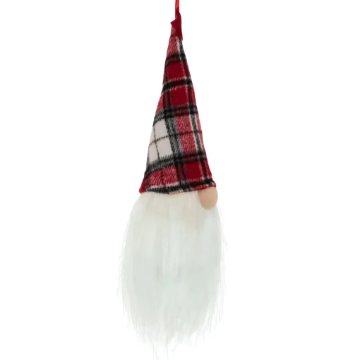 Hot 9" LED Lighted Red Plaid Gnome Christmas Ornament Gnomes