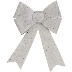Sale 16" LED Lighted Silver Burlap Bow Christmas Decoration with Color Changing Lights Ribbons & Bows