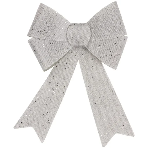 Sale 16" LED Lighted Silver Burlap Bow Christmas Decoration with Color Changing Lights Ribbons & Bows
