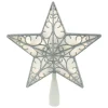 Outlet 9" LED Lighted Silver Glitter Star Christmas Tree Topper, Warm White Lights Stars