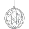 Online 8" LED Lighted Silver Wired Christmas Hanging Ball Decoration - Warm White Lights Novelty