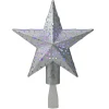 Sale 9" LED Lighted Sliver Glitter Star Christmas Tree Topper - Multi Lights Stars
