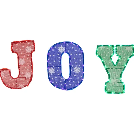 Discount 14" LED Lighted Traditional Colored 'Joy' Outdoor Christmas Decoration Yard Signs