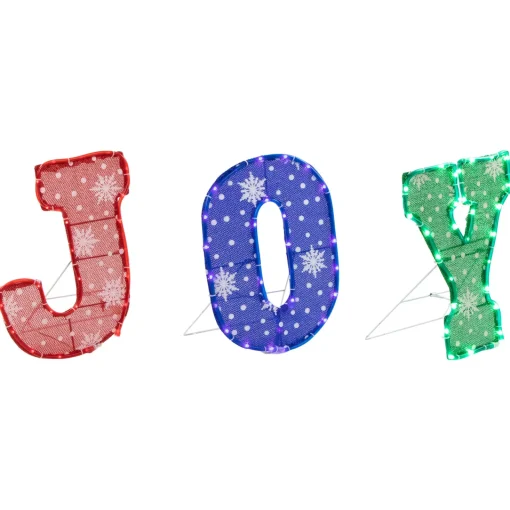 Discount 14" LED Lighted Traditional Colored 'Joy' Outdoor Christmas Decoration Yard Signs