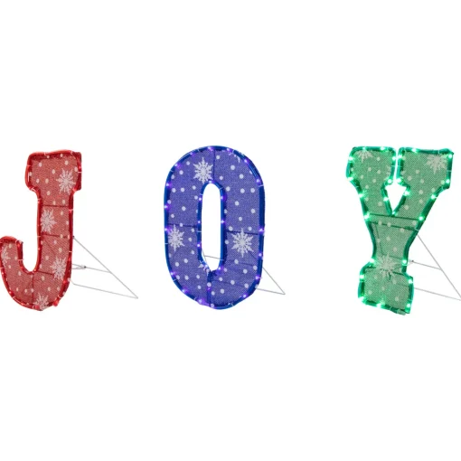 Discount 14" LED Lighted Traditional Colored 'Joy' Outdoor Christmas Decoration Yard Signs