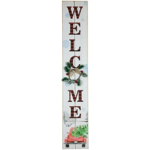 Outlet 31.75" LED Lighted Welcome Sign with Truck Christmas Sign Wall