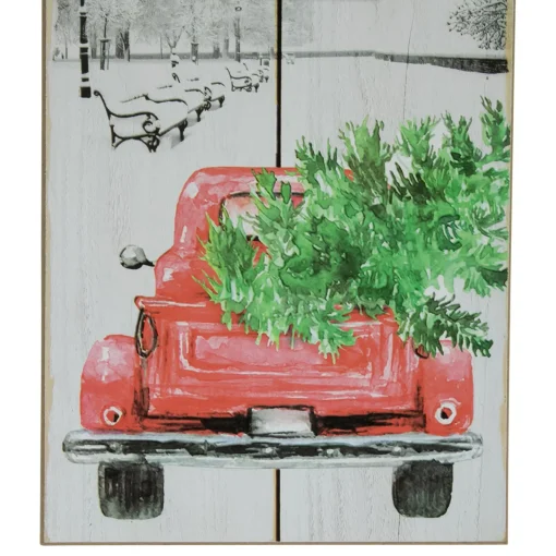 Outlet 31.75" LED Lighted Welcome Sign with Truck Christmas Sign Wall