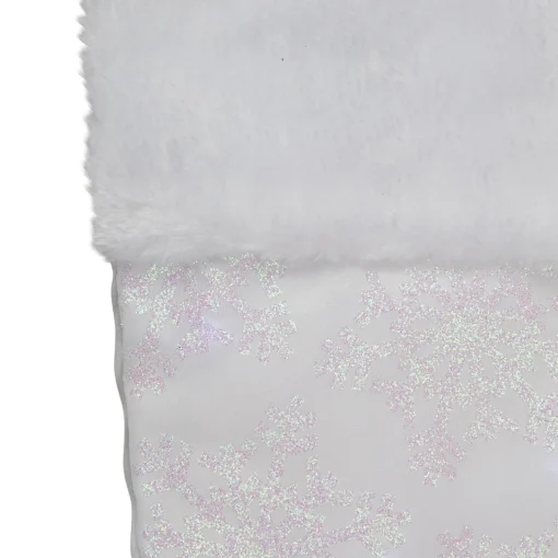 Sale 22" LED Lighted White Iridescent Glittered Snowflake Christmas Stocking Stockings