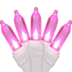 Outlet 50 LED Pink Mini Christmas Lights - 16.25 ft White Wire Led