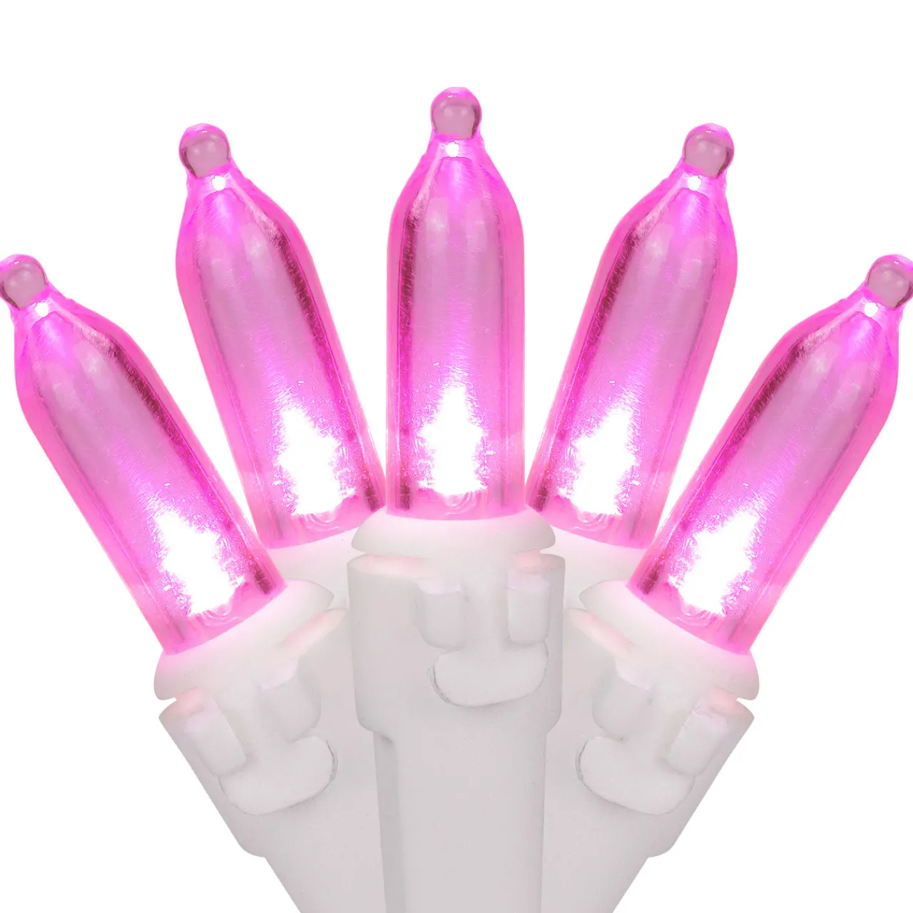 Outlet 50 LED Pink Mini Christmas Lights - 16.25 ft White Wire Led