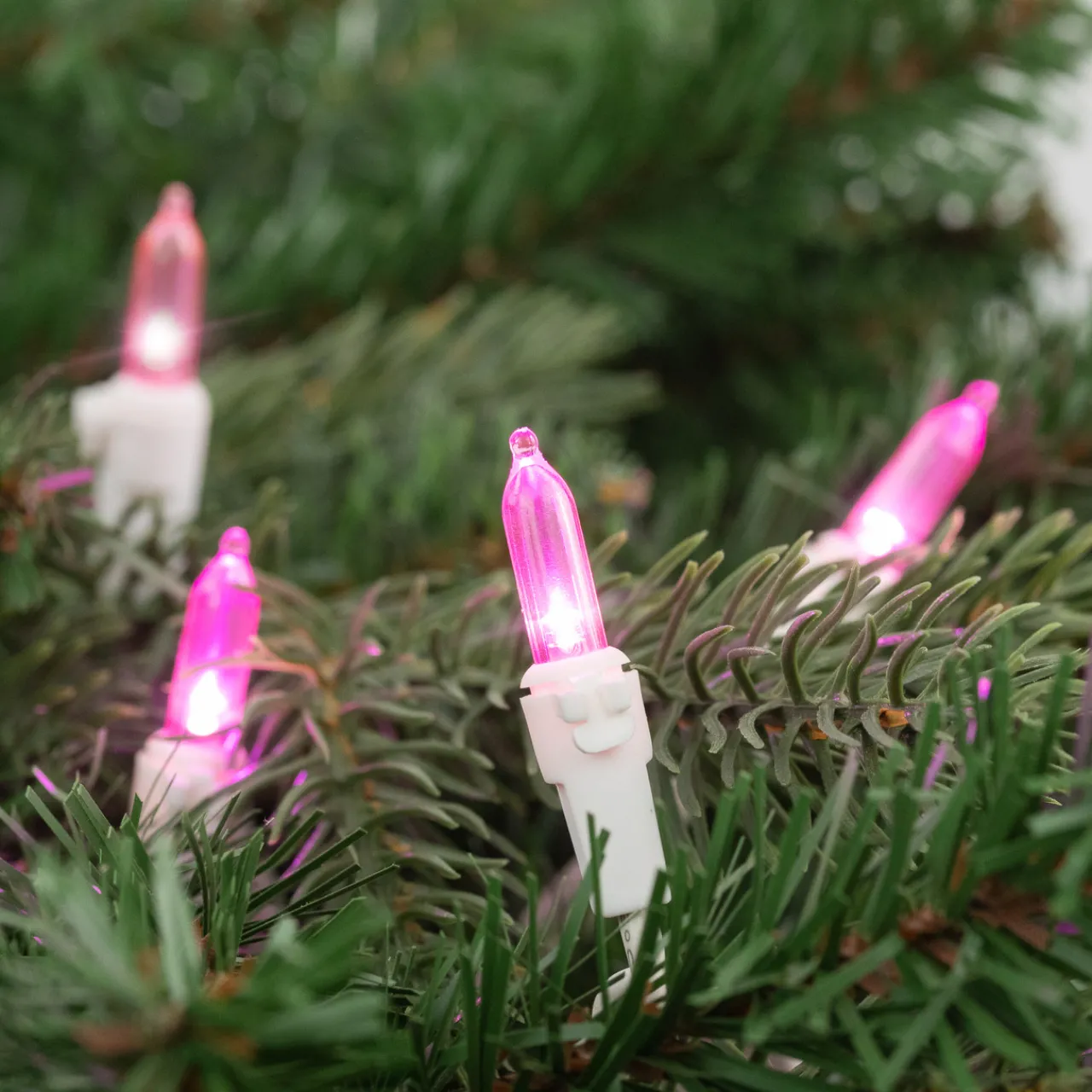 Outlet 50 LED Pink Mini Christmas Lights - 16.25 ft White Wire Led