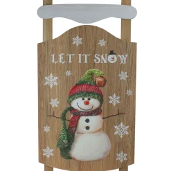 Sale 24” Let It Snow Wooden Sled Snowman and Snowflakes Wall Sign Wall