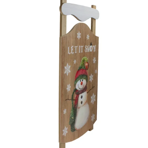 Sale 24” Let It Snow Wooden Sled Snowman and Snowflakes Wall Sign Wall