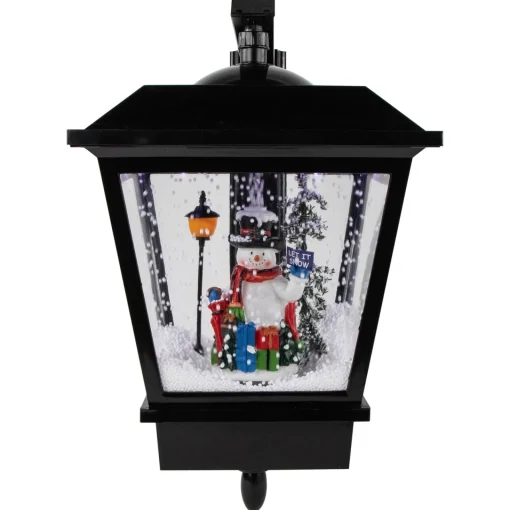 Outlet 17.75" Lighted and Musical Wall Mounted Snowing Christmas Street Lamp Snow Globes