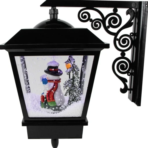 Outlet 17.75" Lighted and Musical Wall Mounted Snowing Christmas Street Lamp Snow Globes
