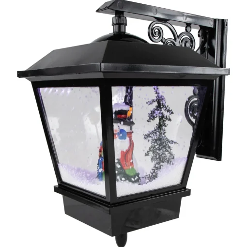 Outlet 17.75" Lighted and Musical Wall Mounted Snowing Christmas Street Lamp Snow Globes