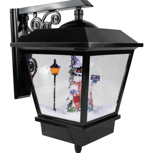 Outlet 17.75" Lighted and Musical Wall Mounted Snowing Christmas Street Lamp Snow Globes