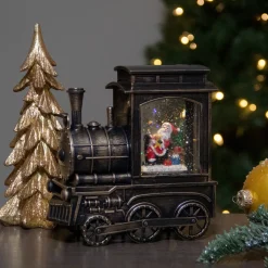 Sale 6.75" Lighted Black Train Christmas Snow Globe with Santa Snow Globes