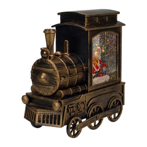 Sale 6.75" Lighted Black Train Christmas Snow Globe with Santa Snow Globes