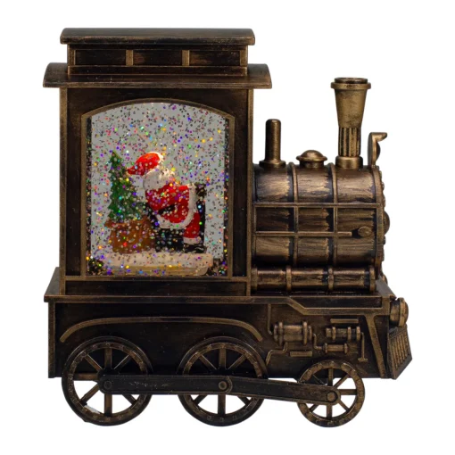 Sale 6.75" Lighted Black Train Christmas Snow Globe with Santa Snow Globes
