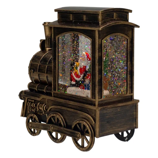 Sale 6.75" Lighted Black Train Christmas Snow Globe with Santa Snow Globes