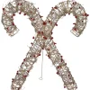 Online 25" Lighted Champagne Gold Glittered Rattan Double Candy Cane Christmas Outdoor or Window Decoration Candy