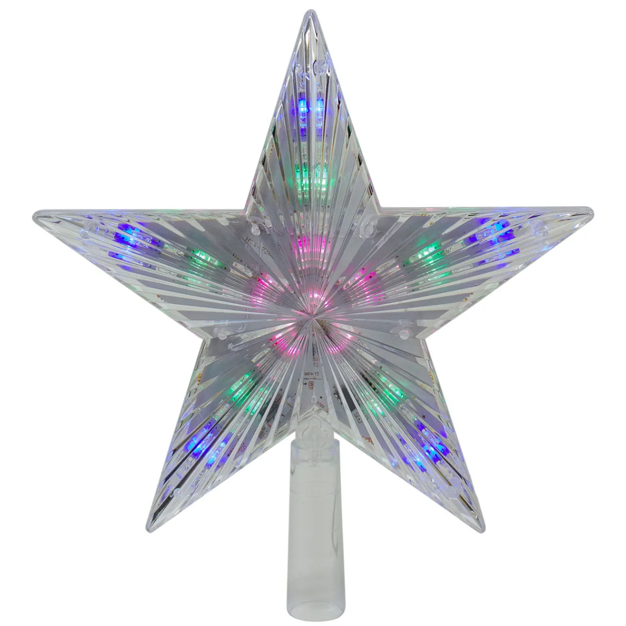 9.5" Lighted Clear 5 Point Star Christmas Tree Topper - Multicolor LED Lights Stars