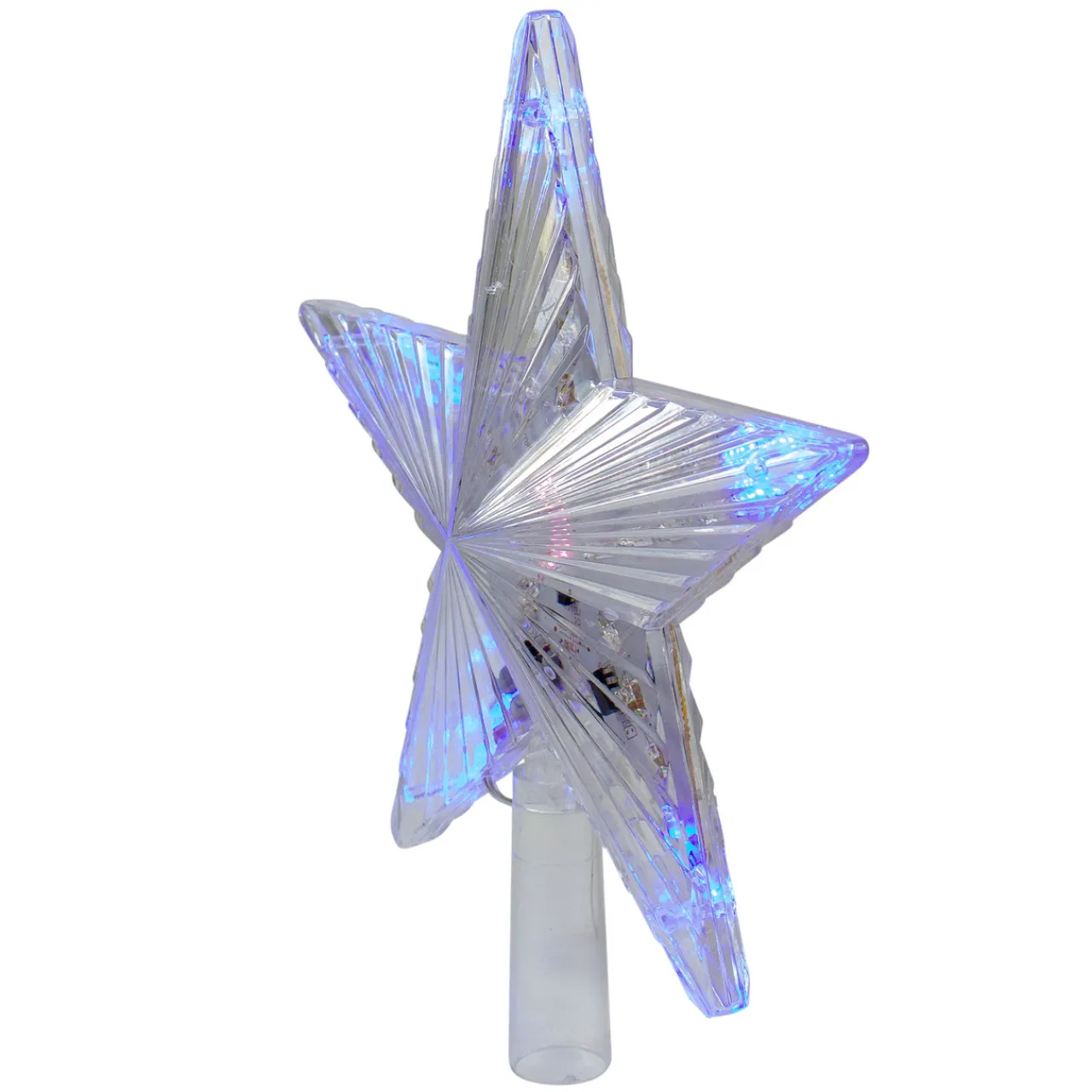 9.5" Lighted Clear 5 Point Star Christmas Tree Topper - Multicolor LED Lights Stars