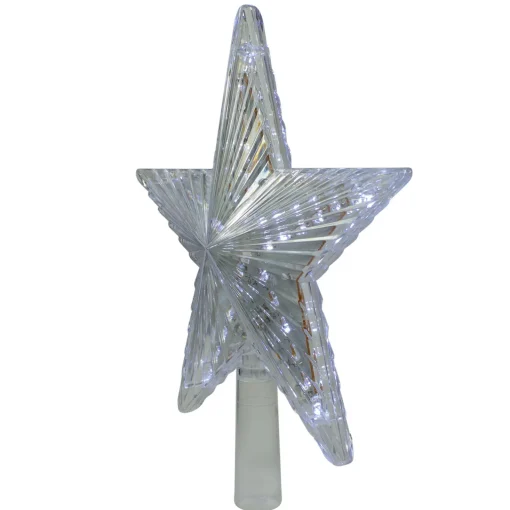 Best 9.5" Lighted Clear Twinkling 5-Point Star Christmas Tree Topper - Clear White LED Lights Stars