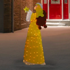 Hot 72" Lighted 2D Yellow Chenille Angel Outdoor Christmas Decoration Angels