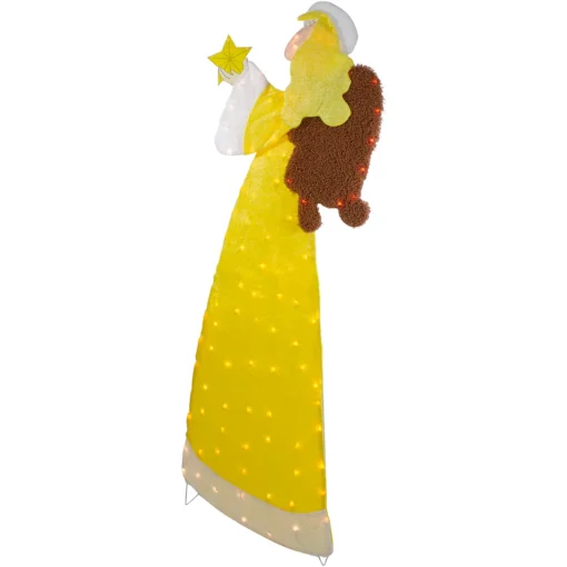 Hot 72" Lighted 2D Yellow Chenille Angel Outdoor Christmas Decoration Angels