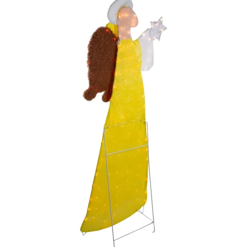 Hot 72" Lighted 2D Yellow Chenille Angel Outdoor Christmas Decoration Angels