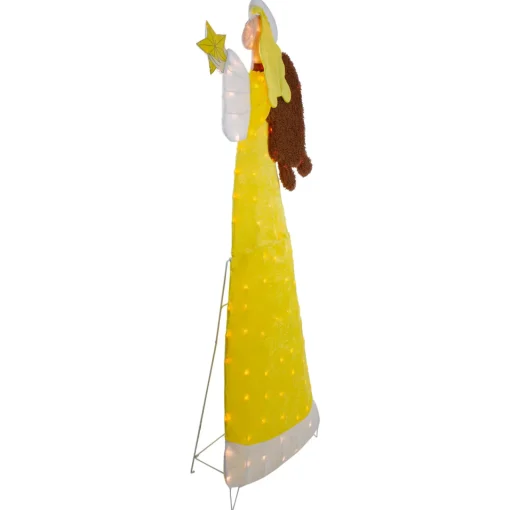 Hot 72" Lighted 2D Yellow Chenille Angel Outdoor Christmas Decoration Angels