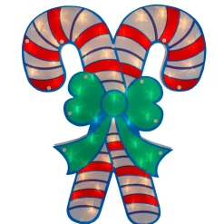 Outlet 18.5" Lighted Double Candy Cane Christmas Window Silhouette Window