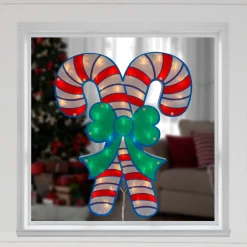 Outlet 18.5" Lighted Double Candy Cane Christmas Window Silhouette Window
