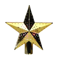 Sale 11.5" Lighted Gold Kaleidoscope Christmas Tree Topper - Multicolor LED Lights Stars
