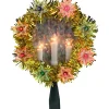 New 7" Lighted Gold Tinsel Wreath with Candles Christmas Tree Topper - Multi Lights Stars