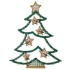 Best 17.75" Lighted Green and Gold Christmas Tree with Stars Outdoor Window Silhouette Window