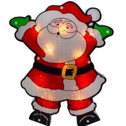 Outlet 16.25" Lighted Holographic Santa Claus Christmas Window Silhouette Window