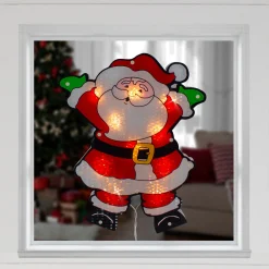 Outlet 16.25" Lighted Holographic Santa Claus Christmas Window Silhouette Window