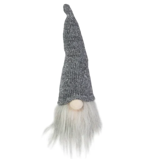Hot 8" Lighted Metallic Gray Knit Gnome Head Christmas Ornament Gnomes