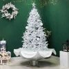 Clearance 6' Lighted Musical Snowing Artificial Tinsel Christmas Tree, White LED Lights Snowing