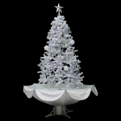 Clearance 6' Lighted Musical Snowing Artificial Tinsel Christmas Tree, White LED Lights Snowing