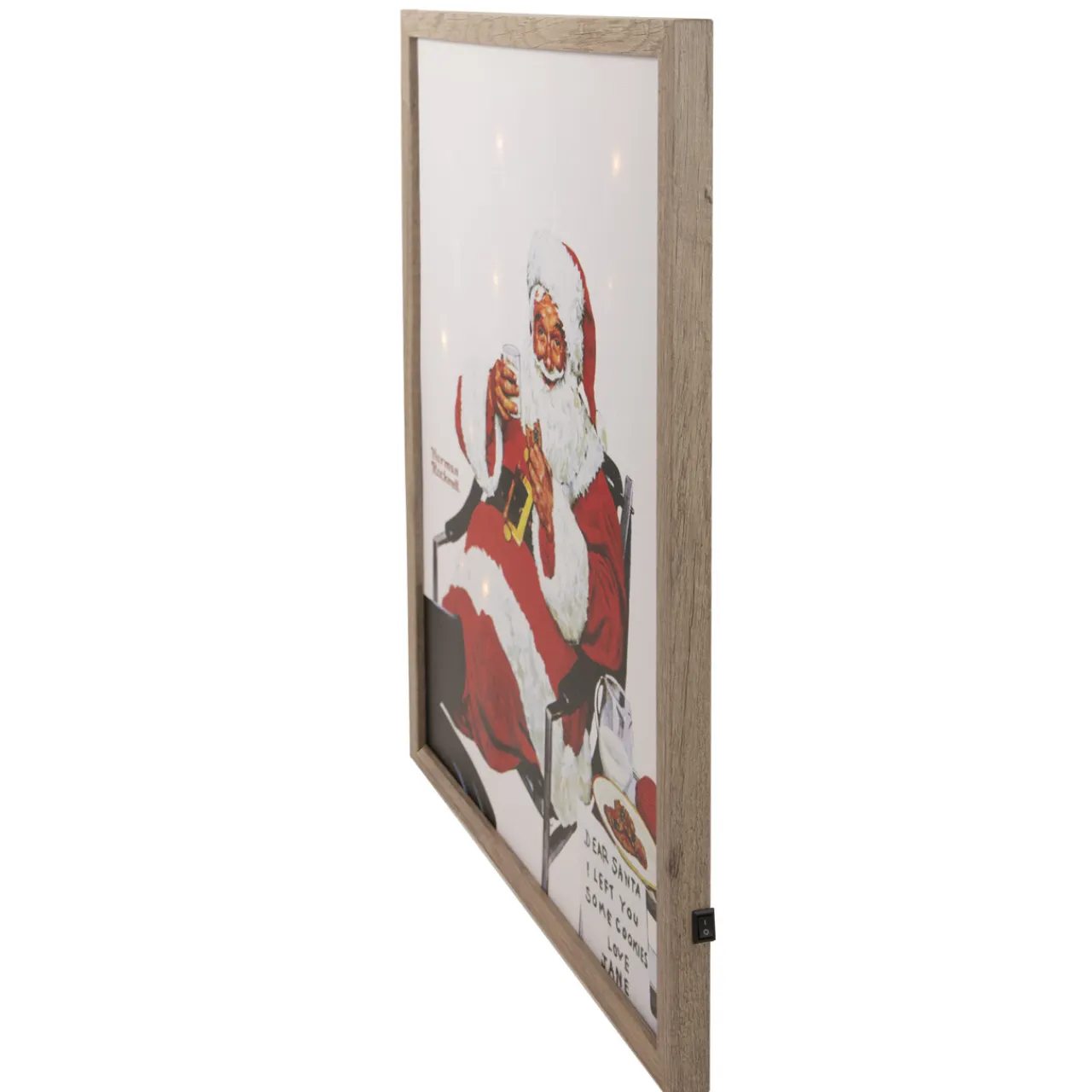 Clearance 19" Lighted Norman Rockwell 'Santa Eating Milk and Cookies' Christmas Wall Art Door