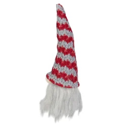 Best 8" Lighted Red and Gray Knit Gnome Head Christmas Ornament Gnomes