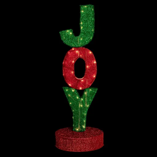 Best 39" Lighted Red and Green 'Joy' Outdoor Christmas Sign Yard Signs