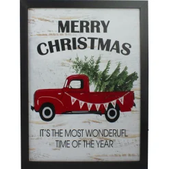 Clearance 16" Lighted Red and Green Merry Christmas Canvas Wall Art Wall