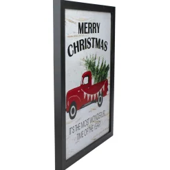 Clearance 16" Lighted Red and Green Merry Christmas Canvas Wall Art Wall