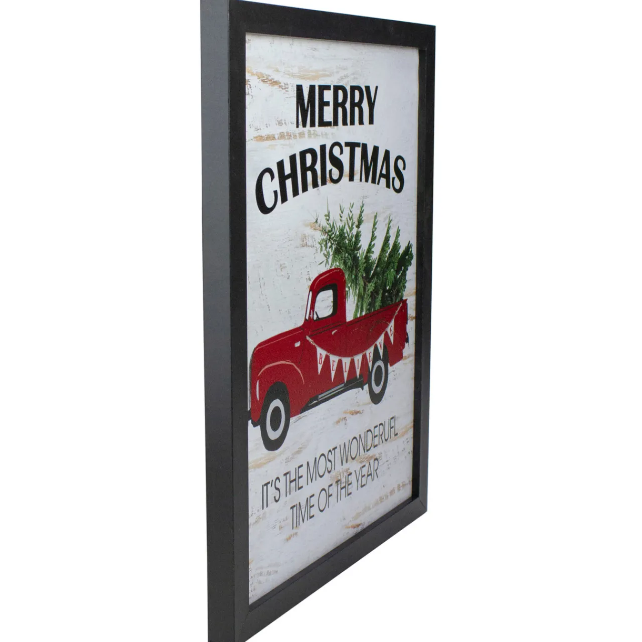 Clearance 16" Lighted Red and Green Merry Christmas Canvas Wall Art Wall